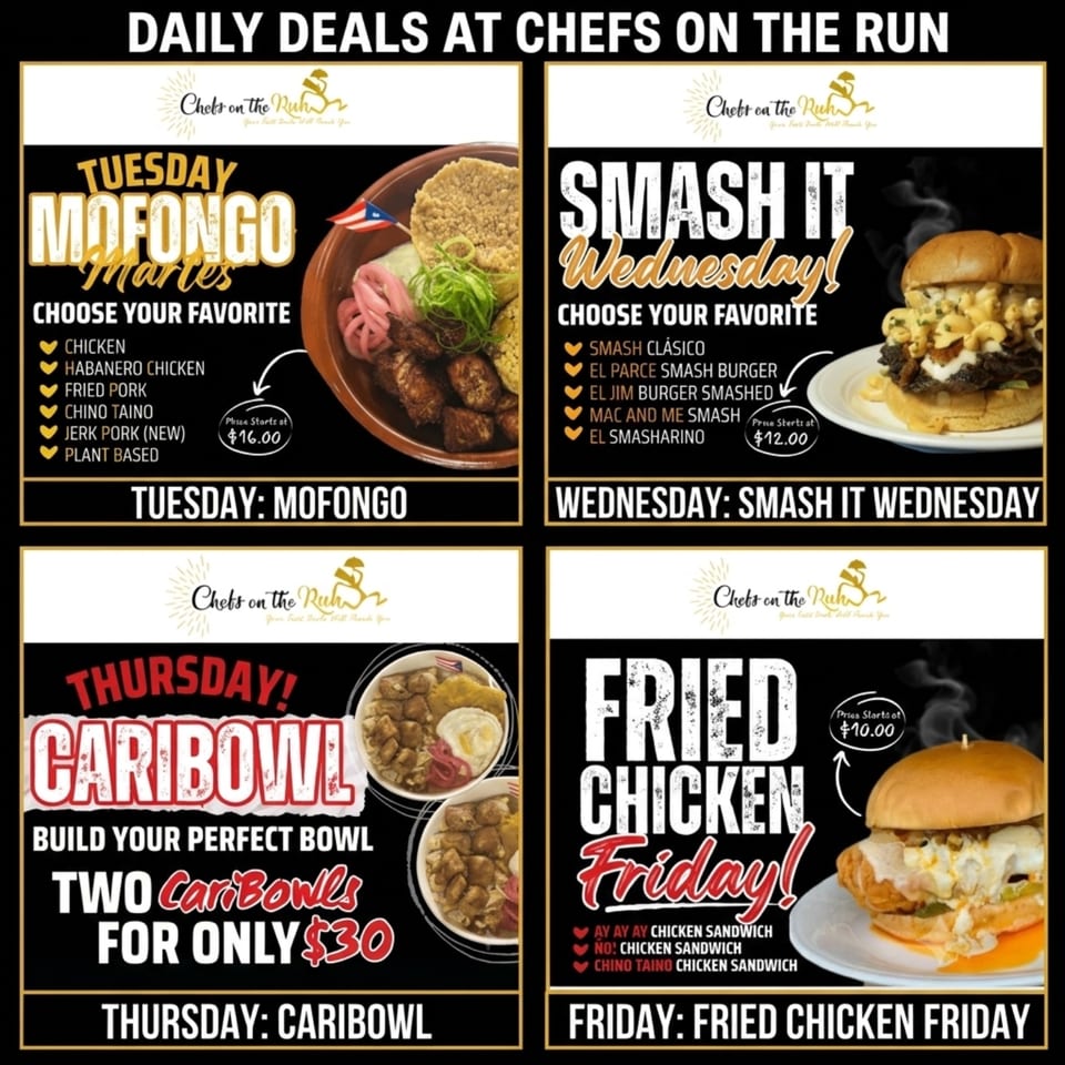 All day Summer weekly specials!